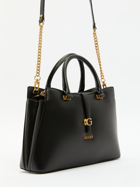 Женский тоут GUESS KUBA TRI COMPARTMENT SATCHEL, Артикул HWVA9329060, черный | 4082253. Ракурс 3