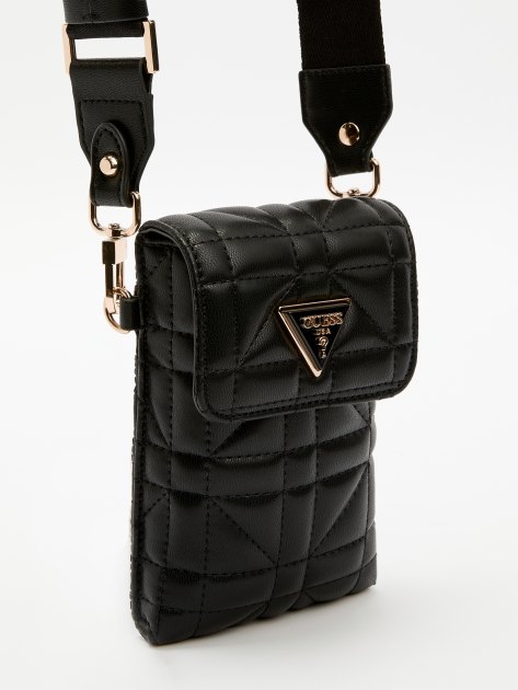 Женская сумка для смартфона GUESS LATONA FLAP CHIT CHAT, Артикул HWQG9211810, черный | 4082260. Ракурс 3