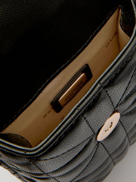 Женская сумка для смартфона GUESS LATONA FLAP CHIT CHAT, Артикул HWQG9211810, черный | 4082260. Ракурс 6