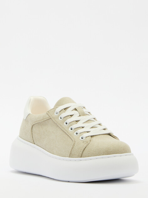 Женские кеды из денима TENDANCE, Артикул YS-38125A-3, серовато-бежевый | 4083084. Ракурс 3