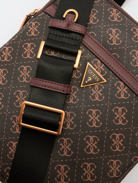 Мужская сумка  GUESS MILANO CROSSBODY FLAT, Артикул HMEVZLP2223, темно-коричневый | 4085509. Ракурс 4