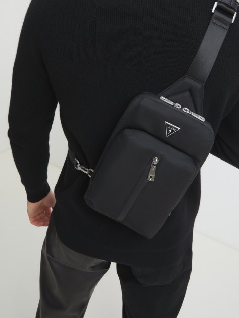 Мужская сумка  GUESS ROMA CROSSOVER W VERTICAL ZIP, Артикул HMRONYP4217, черный | 4085520. Ракурс 2