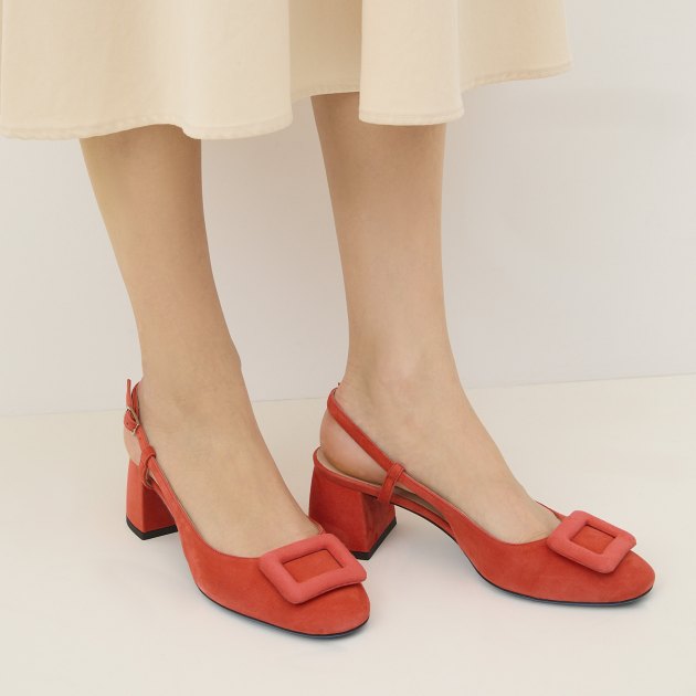 Женские туфли с открытой пяткой (слингбэк) LORIBLU, Артикул KELI48, оранжево-красный | 4098696. Ракурс 4