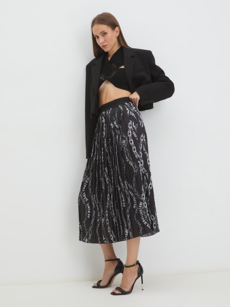 Плиссированная юбка VERSACE JEANS COUTURE PRINT CHAIN COUTURE, Артикул 77HAE8A5, черный | 4102466. Ракурс 5