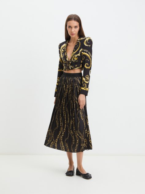 Плиссированная юбка VERSACE JEANS COUTURE PRINT CHAIN COUTURE, Артикул 77HAE8A5, черный | 4102467. Ракурс 2