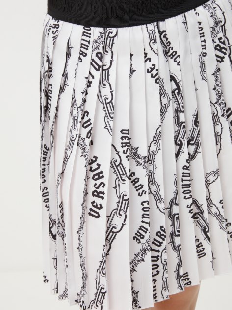 Плиссированная юбка VERSACE JEANS COUTURE PRINT CHAIN COUTURE, Артикул 77HAE820, белый | 4102468. Ракурс 3