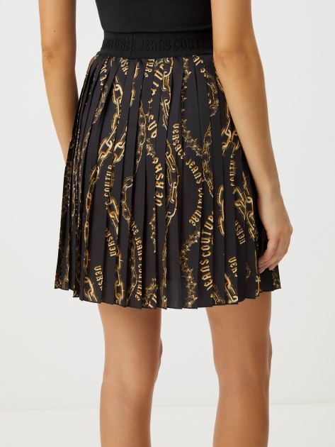 Плиссированная юбка VERSACE JEANS COUTURE PRINT CHAIN COUTURE, Артикул 77HAE820, черный | 4102470. Ракурс 4