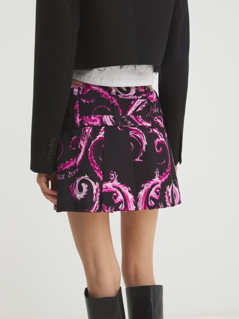 Юбка мини VERSACE JEANS COUTURE PRINT CHROMO COUTURE, Артикул 77HAE814, черный | 4103109. Ракурс 4