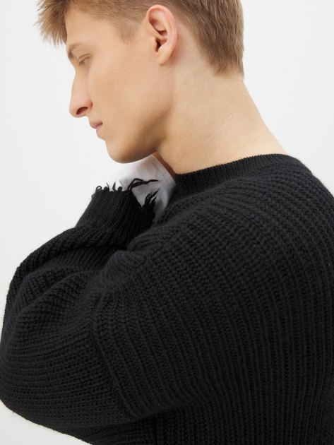 Мужской свитер MM6 MAISON MARGIELA Crewneck, Артикул S62HL0015, черный | 4104736. Ракурс 3