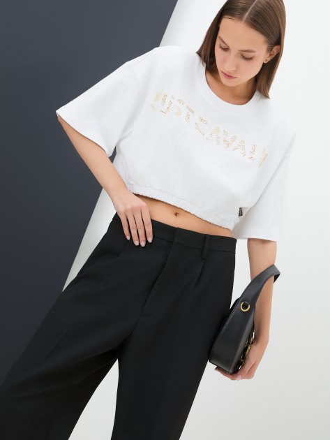 Топ JUST CAVALLI LOGO STUDS, Артикул 77PAHE15, белый | 4105434. Ракурс 5 Топ JUST CAVALLI LOGO STUDS, Артикул 77PAHE15, белый | 4105434. Ракурс 5