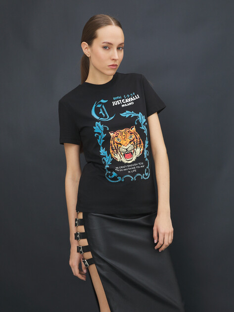Женская футболка JUST CAVALLI, Артикул 77PAHC03, черный | 4105454. Ракурс 5