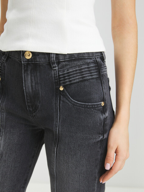 Женские укороченные джинсы JUST CAVALLI BLACK STONE WASH, Артикул 77PAB5C5, темно-серый | 4105500. Ракурс 3 Женские укороченные джинсы JUST CAVALLI BLACK STONE WASH, Артикул 77PAB5C5, темно-серый | 4105500. Ракурс 3