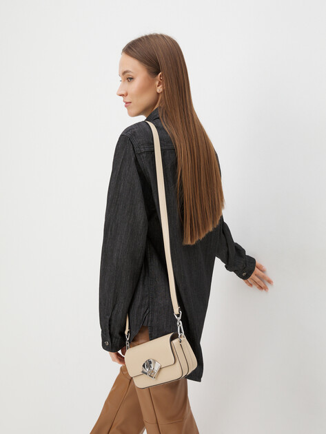 Кросс-боди KARL LAGERFELD k/signature fan sm crossbody, Артикул 240W3195, бежевый | 4112777. Ракурс 2