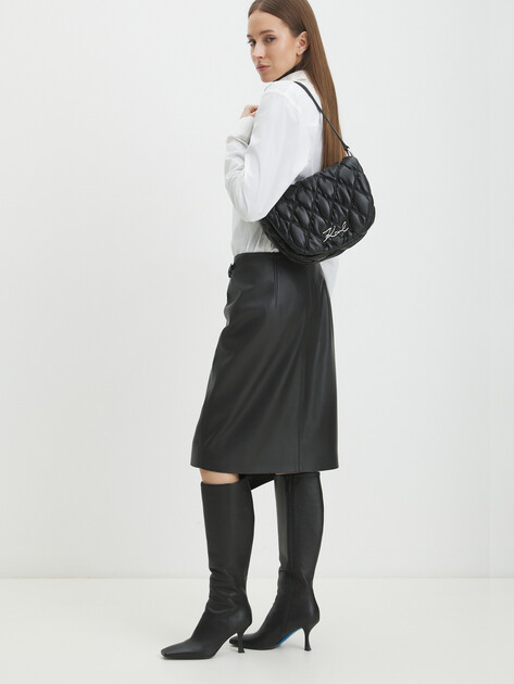 Женский сэдл KARL LAGERFELD k/signature kuilt flap shb, Артикул 246W3006, черный | 4125178. Ракурс 2