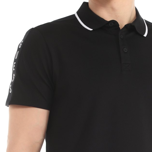 Мужское поло GUESS ES SS PAUL PIQUE TAPE POLO, Артикул M2YP25KARS0, черный | 4152880. Ракурс 3