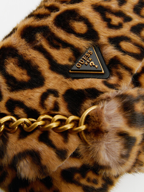 Женская сумка  GUESS SAMIA SMALL TOTE, Артикул HWLB9355220, леопардовый принт | 4190224. Ракурс 3