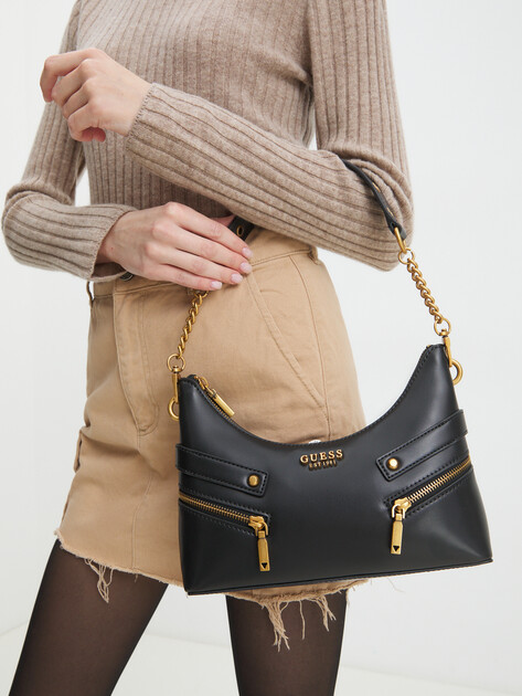 Женская сумка  GUESS TRISSA TOP ZIP SHOULDER BAG, Артикул HWVB9345180, черный | 4190257. Ракурс 2