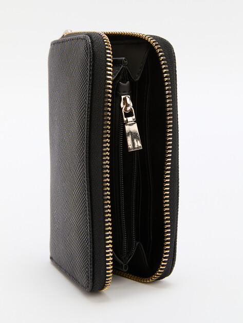 Женский кошелёк GUESS LAUREL SLG MEDIUM ZIP AROUND, Артикул SWZG8500140, черный | 4190320. Ракурс 3
