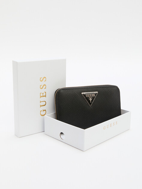 Женский кошелёк GUESS LAUREL SLG MEDIUM ZIP AROUND, Артикул SWZG8500140, черный | 4190320. Ракурс 4