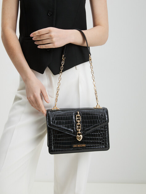 Женская сумка на плечо LOVE MOSCHINO CHAIN DETAIL CROCO, Артикул JC4384PP FW24, черный | 4192173. Ракурс 2 Женская сумка на плечо LOVE MOSCHINO CHAIN DETAIL CROCO, Артикул JC4384PP FW24, черный | 4192173. Ракурс 2