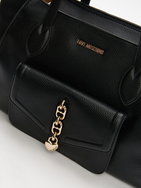 Женский тоут LOVE MOSCHINO CHAIN DETAIL CROCO, Артикул JC4388PP, черный | 4192252. Ракурс 2