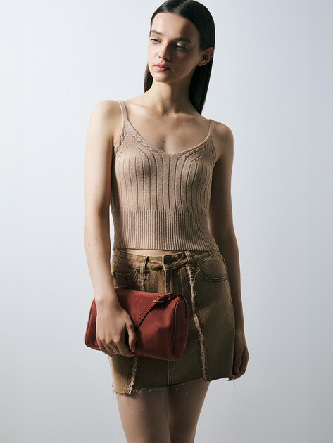 Женский топ MAISON DAVID, Артикул 2023-139, темно-бежевый | 4213014. Ракурс 5