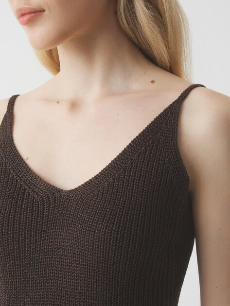 Женский топ MAISON DAVID, Артикул 2023-132, темно-коричневый | 4213043. Ракурс 3
