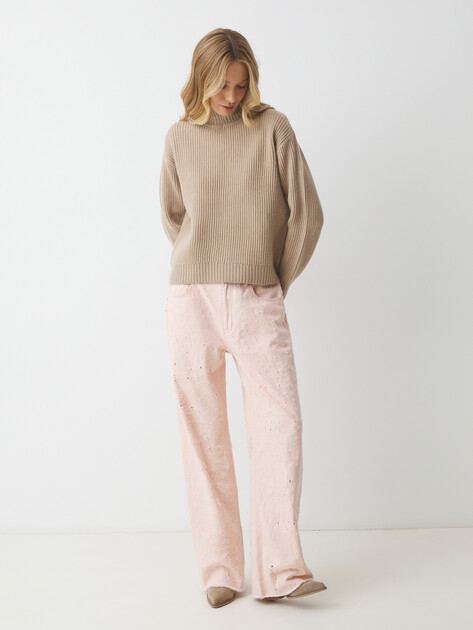 Женские прямые джинсы MAISON DAVID, Артикул QL-23-01, розовый | 4218755. Ракурс 2