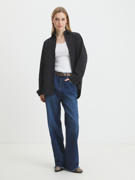 Женские широкие джинсы MAISON DAVID, Артикул QL-24-01A, темно-синий | 4219783. Ракурс 2 Женские широкие джинсы MAISON DAVID, Артикул QL-24-01A, темно-синий | 4219783. Ракурс 2