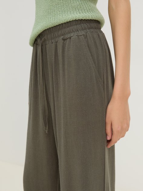 Женские брюки палаццо MAISON DAVID, Артикул 2108-N, зеленовато-серый | 4223591. Ракурс 3