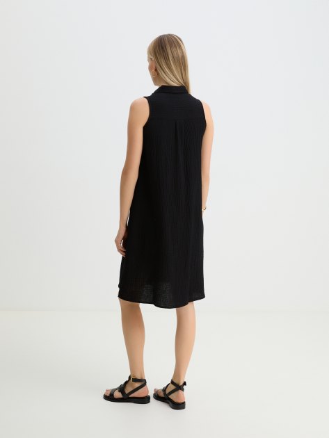 Женское платье-рубашка из муслина MAISON DAVID, Артикул BLN924-1, черный | 4236091. Ракурс 4