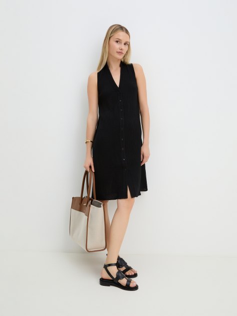 Женское платье-рубашка из муслина MAISON DAVID, Артикул BLN924-1, черный | 4236091. Ракурс 5