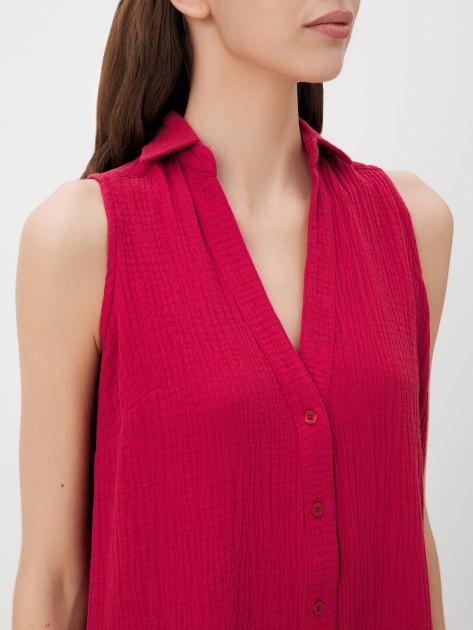 Женское платье-рубашка из муслина MAISON DAVID, Артикул BLN924-1, рубиновый | 4236112. Ракурс 3