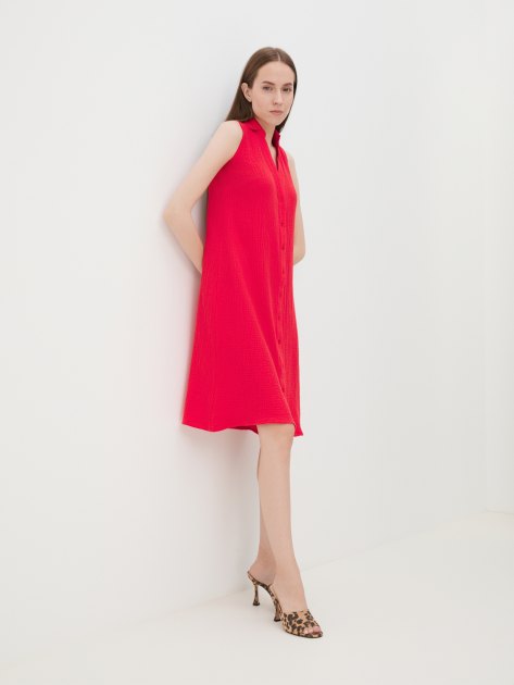Женское платье-рубашка из муслина MAISON DAVID, Артикул BLN924-1, красный | 4236210. Ракурс 5 Женское платье-рубашка из муслина MAISON DAVID, Артикул BLN924-1, красный | 4236210. Ракурс 5
