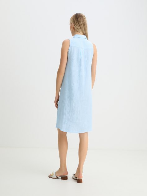 Женское платье-рубашка из муслина MAISON DAVID, Артикул BLN924-1, небесно-голубой | 4236245. Ракурс 4