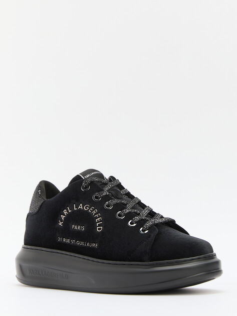 Женские кеды KARL LAGERFELD KAPRI Maison Velour, Артикул KL62578L, черный | 4242506. Ракурс 3