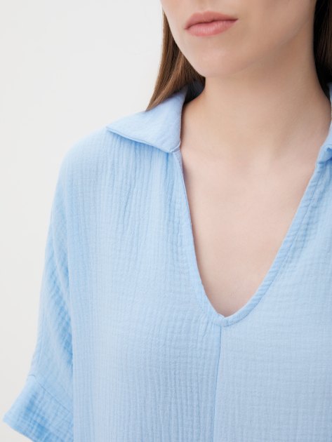 Женское платье из муслина MAISON DAVID, Артикул BLN917, голубой | 4244620. Ракурс 3 Женское платье из муслина MAISON DAVID, Артикул BLN917, голубой | 4244620. Ракурс 3