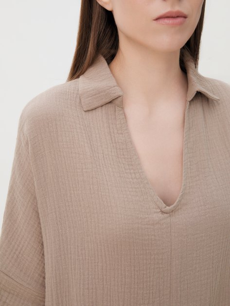 Женское платье из муслина MAISON DAVID, Артикул BLN917, серовато-бежевый | 4244634. Ракурс 3