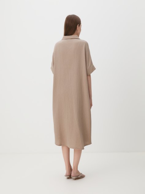 Женское платье из муслина MAISON DAVID, Артикул BLN917, серовато-бежевый | 4244634. Ракурс 4