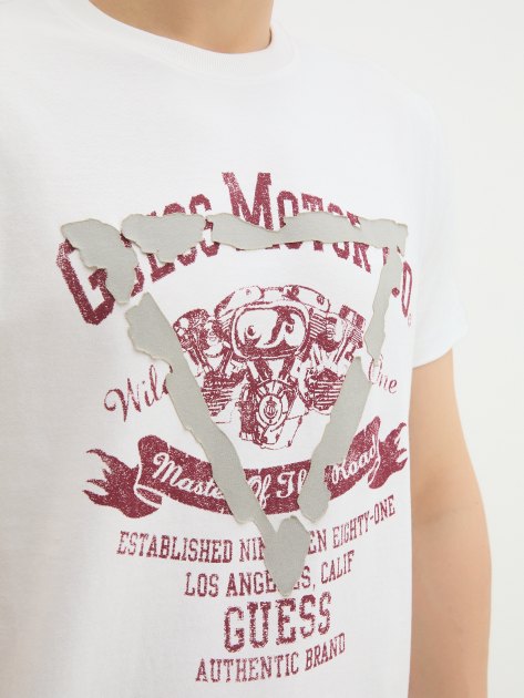 Мужская футболка GUESS SS CN TRIANGLE PRINT AND PATCH, Артикул M4RI20K8FQ4, белый | 4251519. Ракурс 3 Мужская футболка GUESS SS CN TRIANGLE PRINT AND PATCH, Артикул M4RI20K8FQ4, белый | 4251519. Ракурс 3
