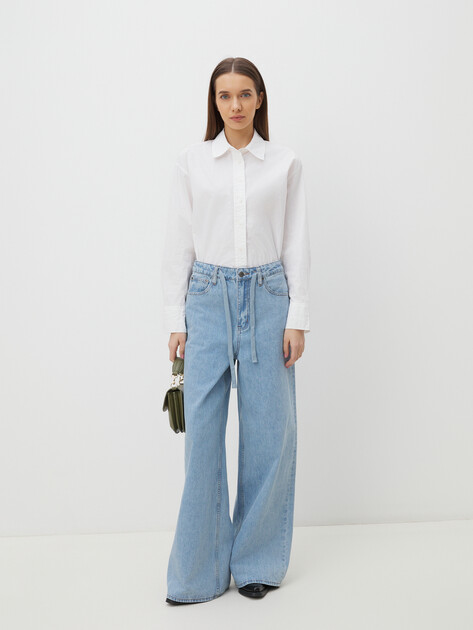 Женские широкие джинсы MAISON DAVID, Артикул QL-24-02, светло-голубой | 4256999. Ракурс 6
