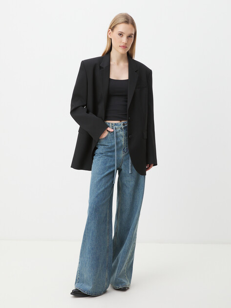 Женские широкие джинсы MAISON DAVID, Артикул QL-24-02, серо-синий | 4257010. Ракурс 2