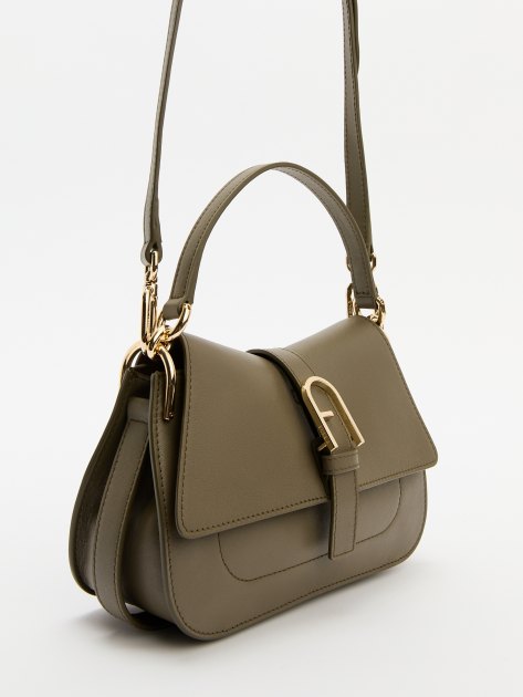 Женская сумка с ручкой FURLA, Артикул FURLA FLOW MINI TOP HANDLE, серо-зеленый | 4259727. Ракурс 3