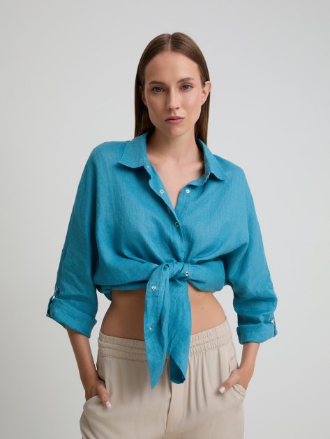 Женская рубашка MAISON DAVID, Артикул BLN922, зеленовато-голубой | 4263384. Ракурс 5