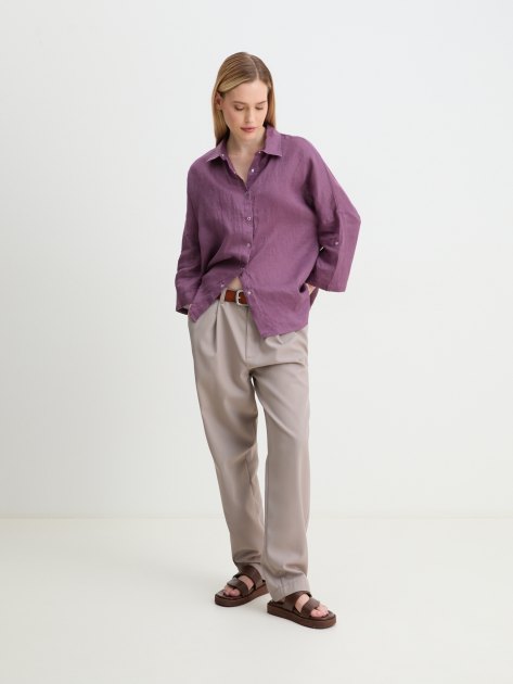 Женская рубашка MAISON DAVID, Артикул BLN922, приглушенно-фиолетовый | 4263408. Ракурс 2