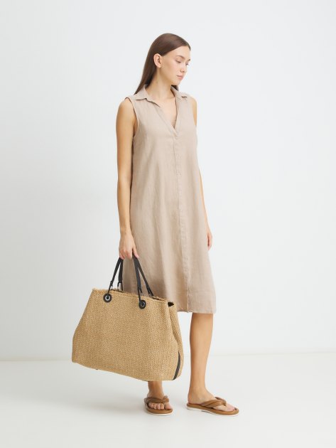 Женское платье-рубашка MAISON DAVID, Артикул BLN924, серовато-бежевый | 4263660. Ракурс 2