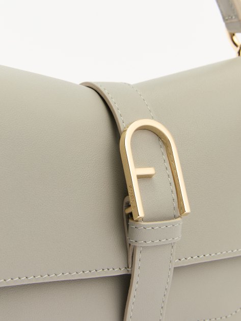 Женская сумка с ручкой FURLA, Артикул FURLA FLOW MINI TOP HANDLE, светло-серый | 4264832. Ракурс 4