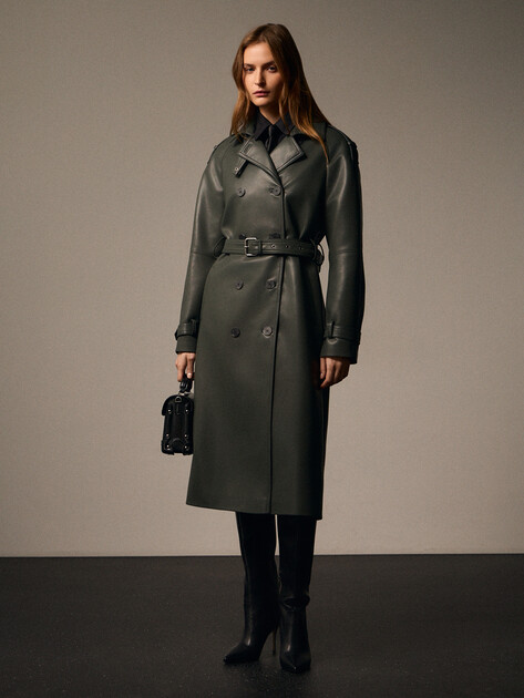 Женский плащ MAISON DAVID MARLENE, Артикул MARLENE, серо-зеленый | 4267276. Ракурс 2