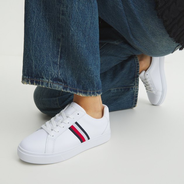 TOMMY HILFIGER ESSENTIAL TAPE LEATHER COURT TRAINERS FW0FW07779 4271927