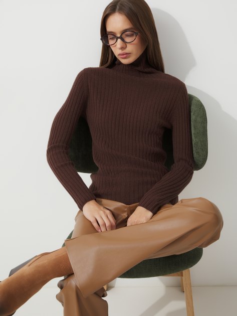Женская водолазка MAISON DAVID, Артикул NZ8806, темно-коричневый | 4273104. Ракурс 5